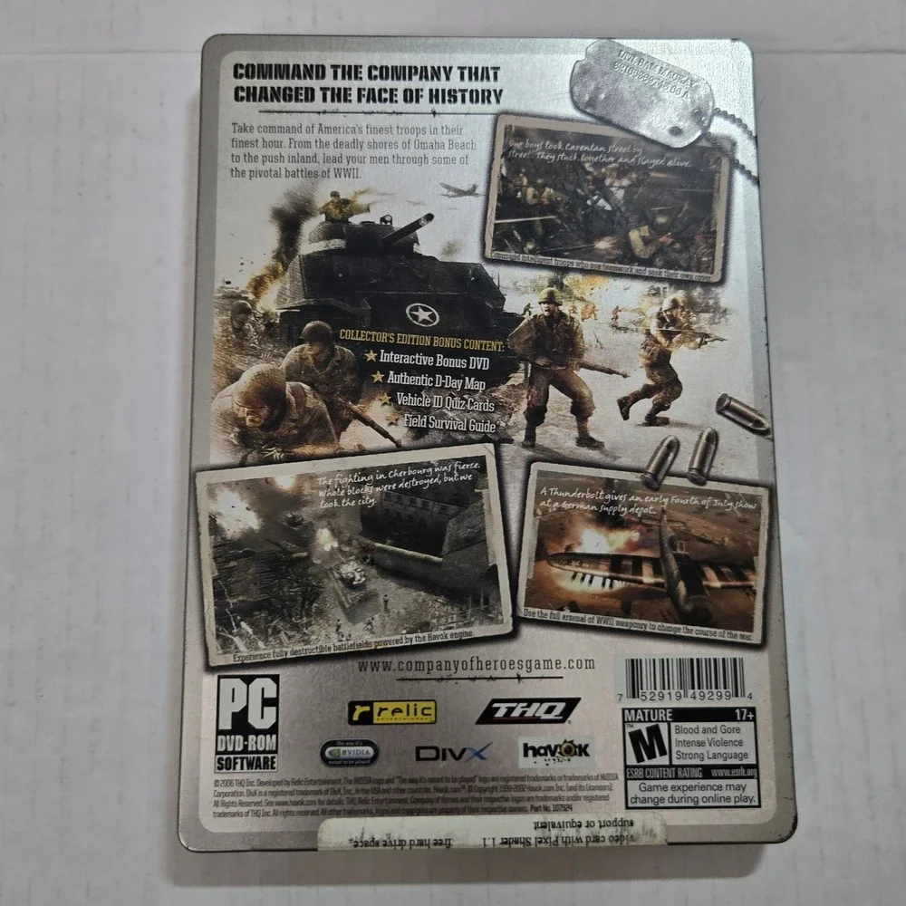 Vintage Company of Heroes PC Game Steelbook Collectors Edition 2006 Map Poster